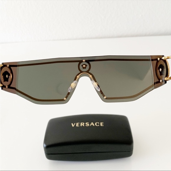 Versace Unisex Gold Mirrored Sunglasses, New - Picture 12 of 14